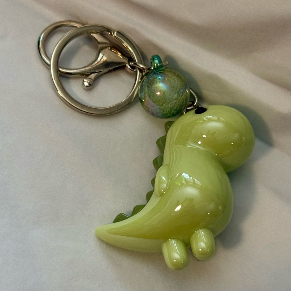 NEW Light Green Dinosaur Keychain Bag Charm – Cute Acrylic Dino - Picture 3 of 6